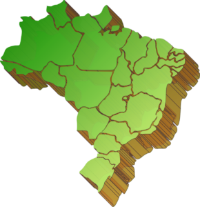 Mapa do Brasil em 3D com as divisões por estados.